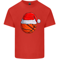 Christmas Basketball With a Santa Hat Xmas Kids T-Shirt Childrens Red