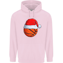 Christmas Basketball With a Santa Hat Xmas Mens 80% Cotton Hoodie Light Pink