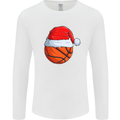 Christmas Basketball With a Santa Hat Xmas Mens Long Sleeve T-Shirt White
