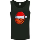 Christmas Basketball With a Santa Hat Xmas Mens Vest Tank Top Black