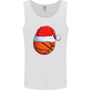 Christmas Basketball With a Santa Hat Xmas Mens Vest Tank Top White