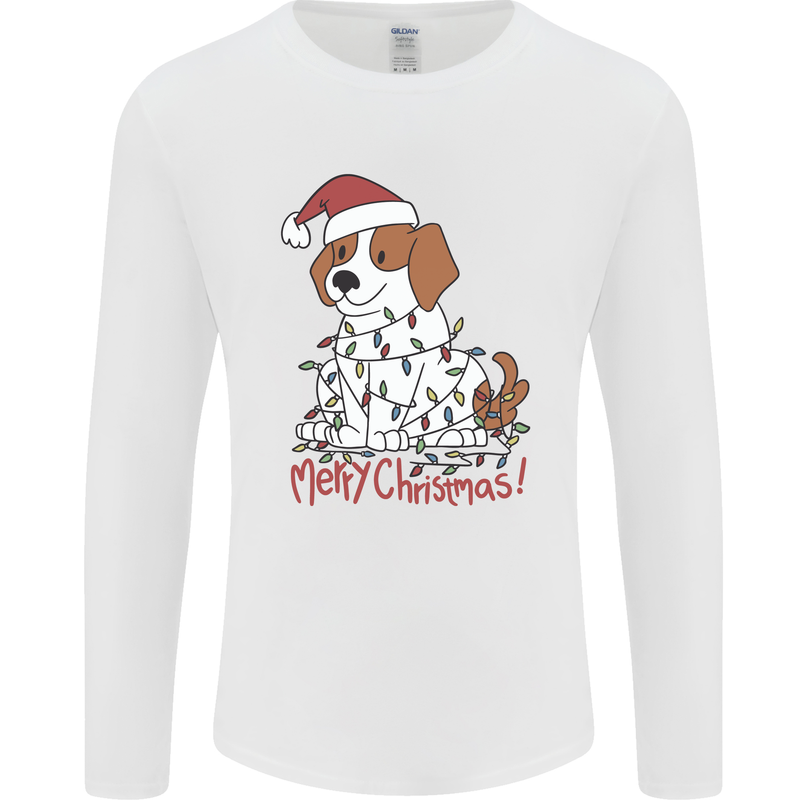 Christmas Beagle Funny Dog Xmas Mens Long Sleeve T-Shirt White