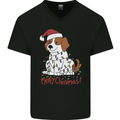 Christmas Beagle Funny Dog Xmas Mens V-Neck Cotton T-Shirt Black