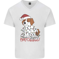 Christmas Beagle Funny Dog Xmas Mens V-Neck Cotton T-Shirt White