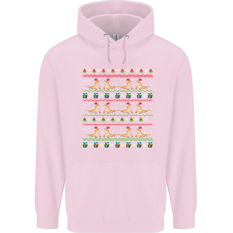 Christmas Bearded Dragon Xmas Reptile Childrens Kids Hoodie Light Pink