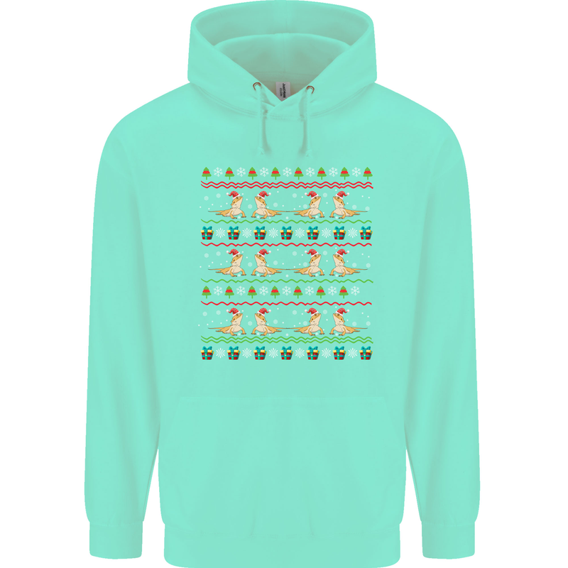 Christmas Bearded Dragon Xmas Reptile Childrens Kids Hoodie Peppermint