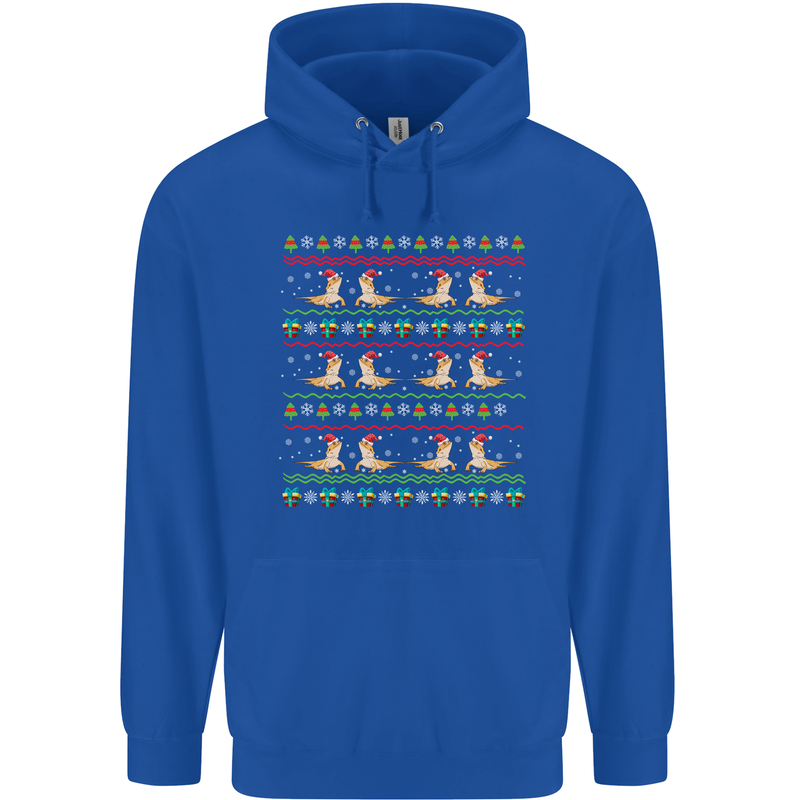 Christmas Bearded Dragon Xmas Reptile Childrens Kids Hoodie Royal Blue