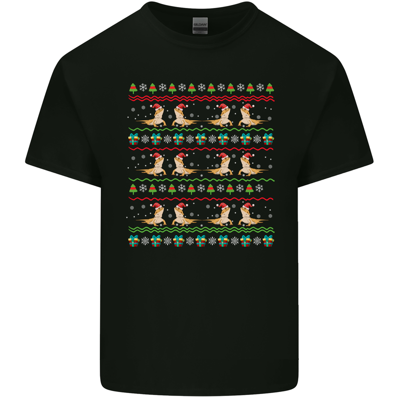 Christmas Bearded Dragon Xmas Reptile Kids T-Shirt Childrens Black