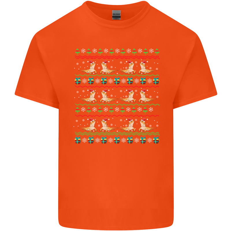 Christmas Bearded Dragon Xmas Reptile Kids T-Shirt Childrens Orange