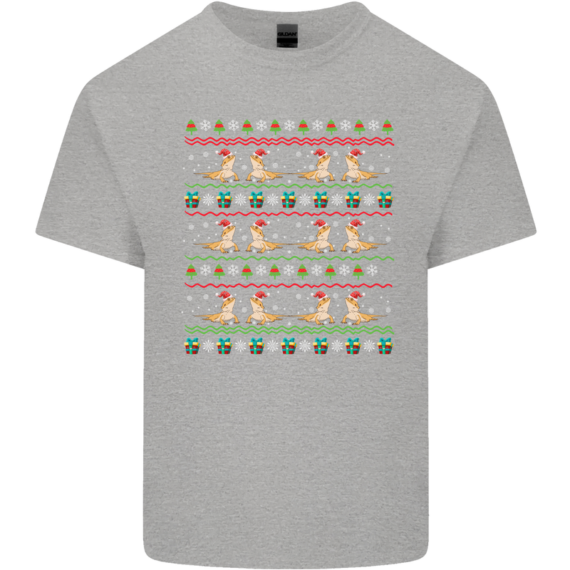 Christmas Bearded Dragon Xmas Reptile Kids T-Shirt Childrens Sports Grey