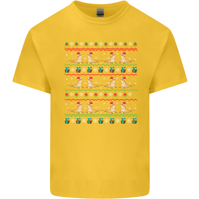 Christmas Bearded Dragon Xmas Reptile Kids T-Shirt Childrens Yellow