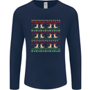 Christmas Bearded Dragon Xmas Reptile Mens Long Sleeve T-Shirt Navy Blue