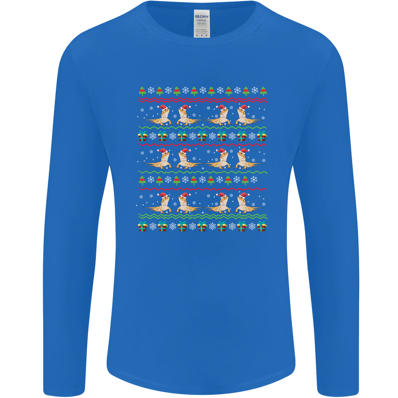 Christmas Bearded Dragon Xmas Reptile Mens Long Sleeve T-Shirt Royal Blue