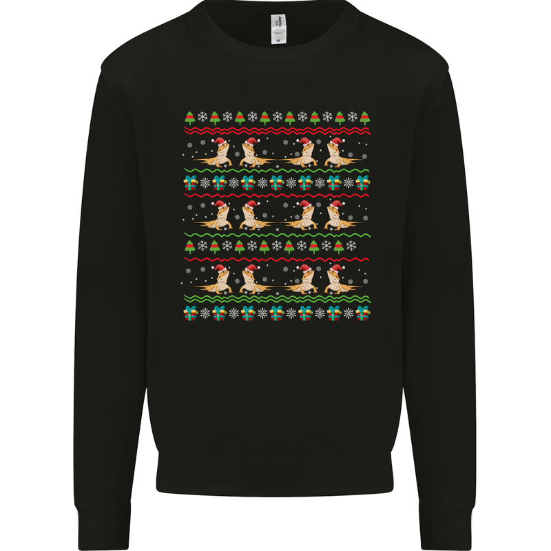 Christmas Bearded Dragon Xmas Reptile Mens Sweatshirt Jumper Black