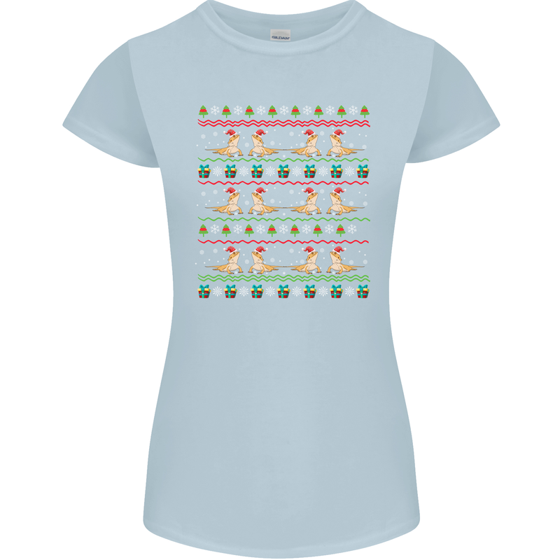Christmas Bearded Dragon Xmas Reptile Womens Petite Cut T-Shirt Light Blue