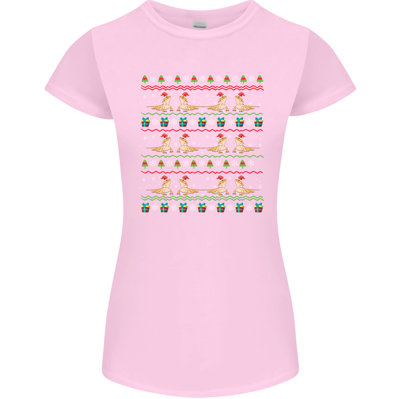 Christmas Bearded Dragon Xmas Reptile Womens Petite Cut T-Shirt Light Pink
