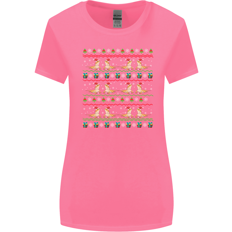 Christmas Bearded Dragon Xmas Reptile Womens Wider Cut T-Shirt Azalea