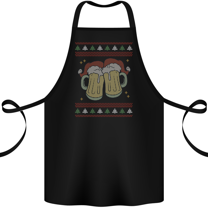 Christmas Beers Funny Xmas Alcohol Drunk Cotton Apron 100% Organic Black