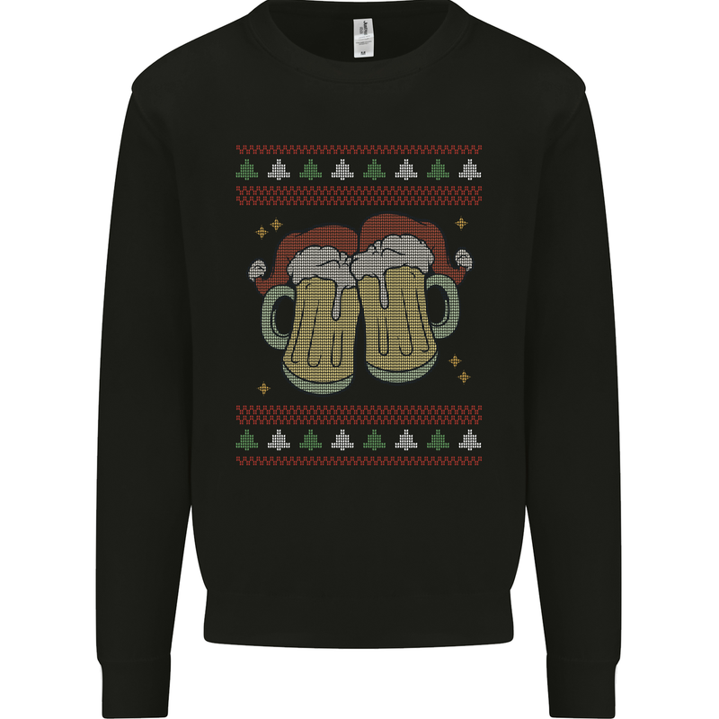 Christmas Beers Funny Xmas Alcohol Drunk Mens Sweatshirt Jumper Black