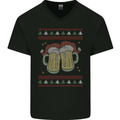 Christmas Beers Funny Xmas Alcohol Drunk Mens V-Neck Cotton T-Shirt Black