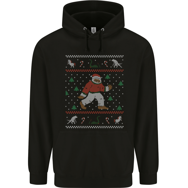 Christmas Bigfoot Funny Xmas Childrens Kids Hoodie Black