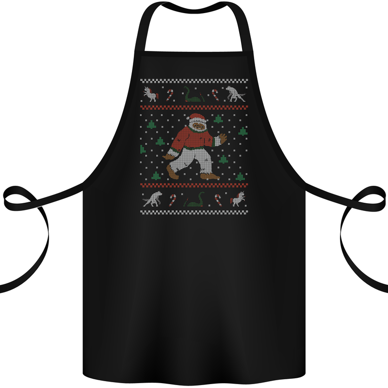 Christmas Bigfoot Funny Xmas Cotton Apron 100% Organic Black