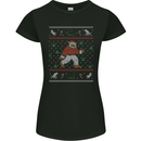 Christmas Bigfoot Funny Xmas Womens Petite Cut T-Shirt Black
