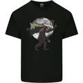 Christmas Bigfoot With an Xmas Tree Mens Cotton T-Shirt Tee Top Black