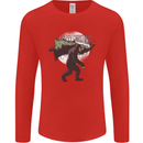 Christmas Bigfoot With an Xmas Tree Mens Long Sleeve T-Shirt Red