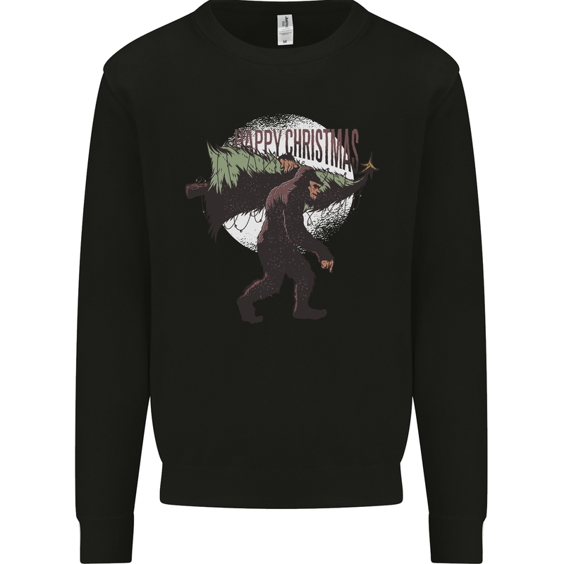 Christmas Bigfoot With an Xmas Tree Mens Sweatshirt Jumper Black