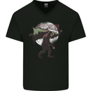 Christmas Bigfoot With an Xmas Tree Mens V-Neck Cotton T-Shirt Black