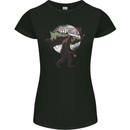 Christmas Bigfoot With an Xmas Tree Womens Petite Cut T-Shirt Black