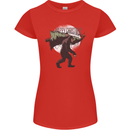 Christmas Bigfoot With an Xmas Tree Womens Petite Cut T-Shirt Red