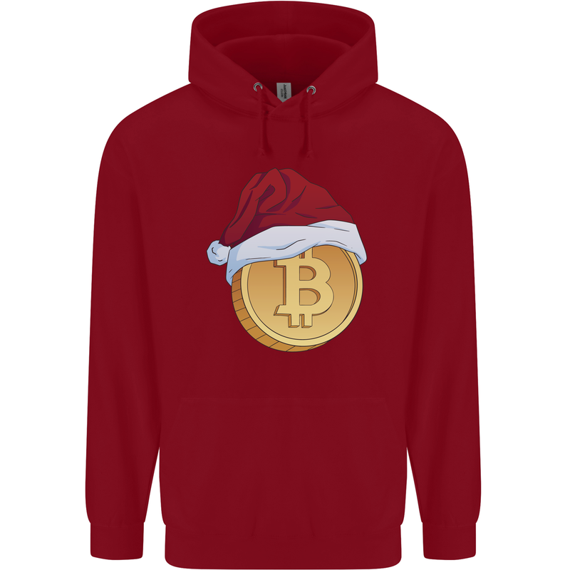 Christmas Bitcoin Wearing a Christmas Hat Crypto Childrens Kids Hoodie Red