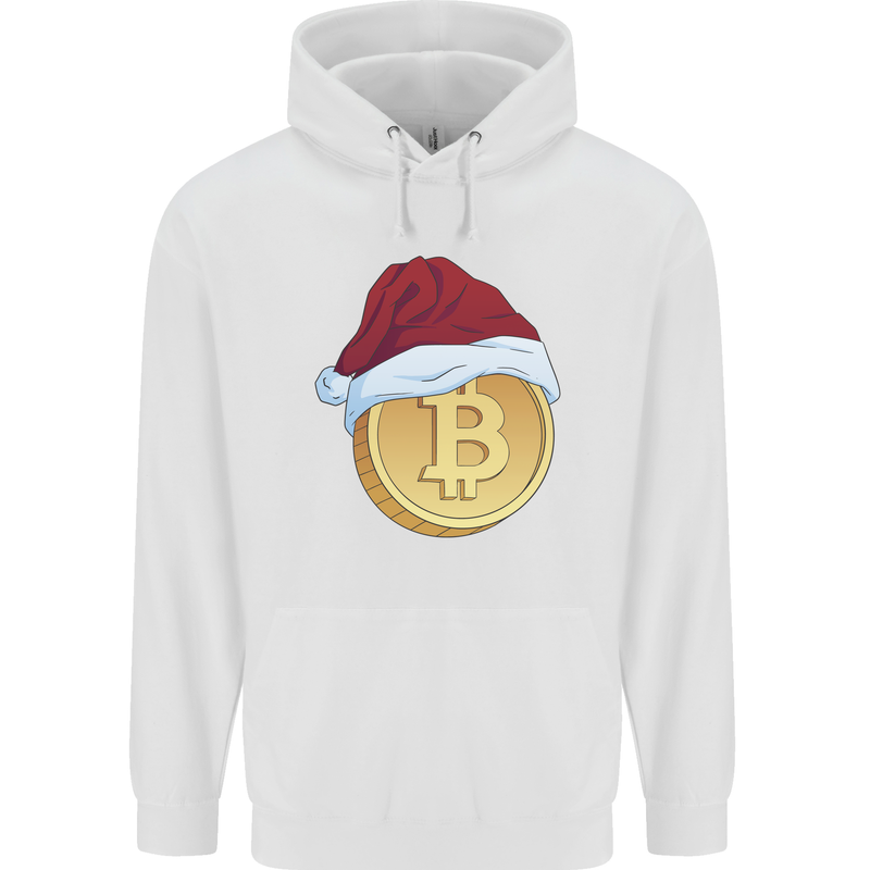 Christmas Bitcoin Wearing a Christmas Hat Crypto Childrens Kids Hoodie White