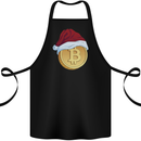 Christmas Bitcoin Wearing a Christmas Hat Crypto Cotton Apron 100% Organic Black
