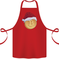 Christmas Bitcoin Wearing a Christmas Hat Crypto Cotton Apron 100% Organic Red