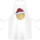 Christmas Bitcoin Wearing a Christmas Hat Crypto Cotton Apron 100% Organic White