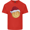 Christmas Bitcoin Wearing a Christmas Hat Crypto Kids T-Shirt Childrens Red