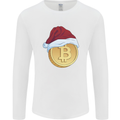 Christmas Bitcoin Wearing a Christmas Hat Crypto Mens Long Sleeve T-Shirt White