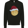 Christmas Bitcoin Wearing a Christmas Hat Crypto Mens Sweatshirt Jumper Black