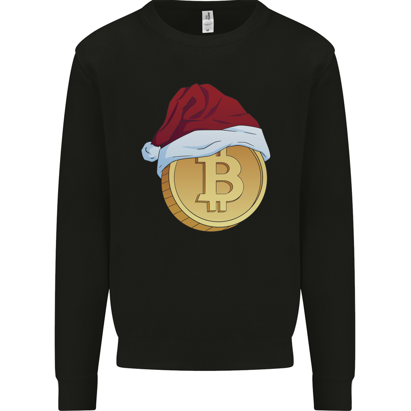 Christmas Bitcoin Wearing a Christmas Hat Crypto Mens Sweatshirt Jumper Black