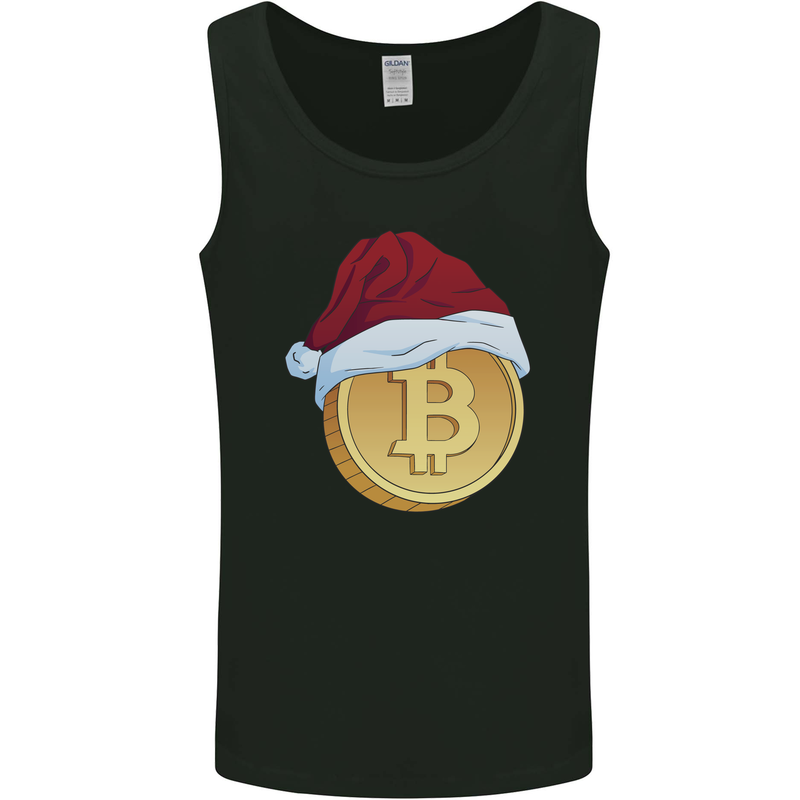 Christmas Bitcoin Wearing a Christmas Hat Crypto Mens Vest Tank Top Black