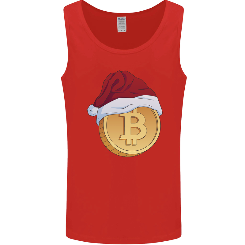 Christmas Bitcoin Wearing a Christmas Hat Crypto Mens Vest Tank Top Red