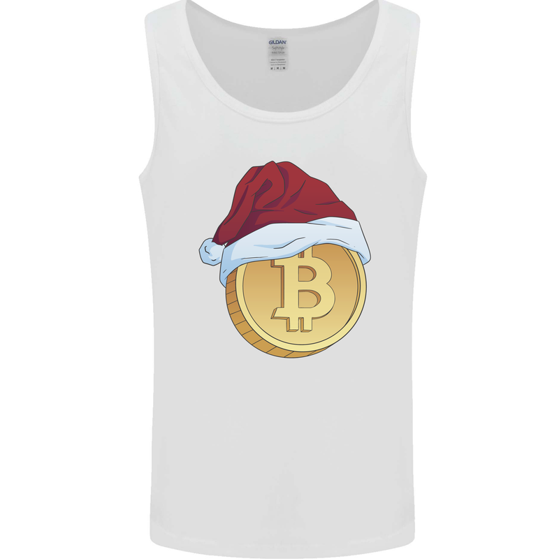Christmas Bitcoin Wearing a Christmas Hat Crypto Mens Vest Tank Top White