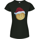 Christmas Bitcoin Wearing a Christmas Hat Crypto Womens Petite Cut T-Shirt Black