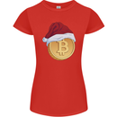 Christmas Bitcoin Wearing a Christmas Hat Crypto Womens Petite Cut T-Shirt Red