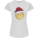 Christmas Bitcoin Wearing a Christmas Hat Crypto Womens Petite Cut T-Shirt White