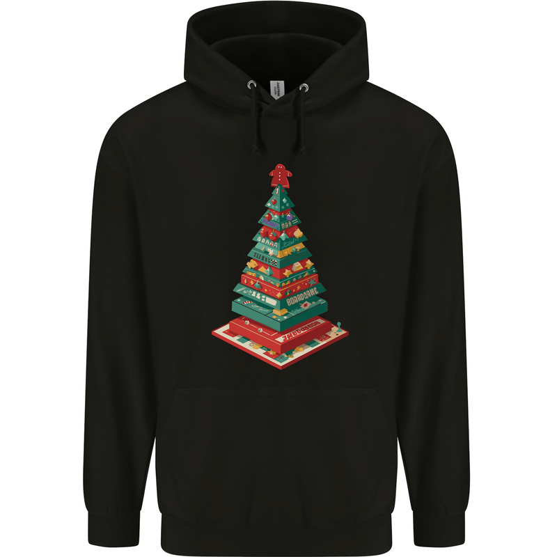 Christmas Board Games Xmas Tree Childrens Kids Hoodie Black