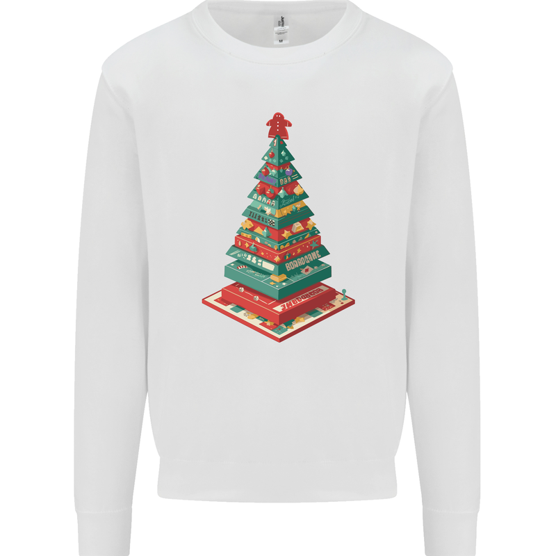 Christmas Board Games Xmas Tree Kids Sweatshirt Jumper White